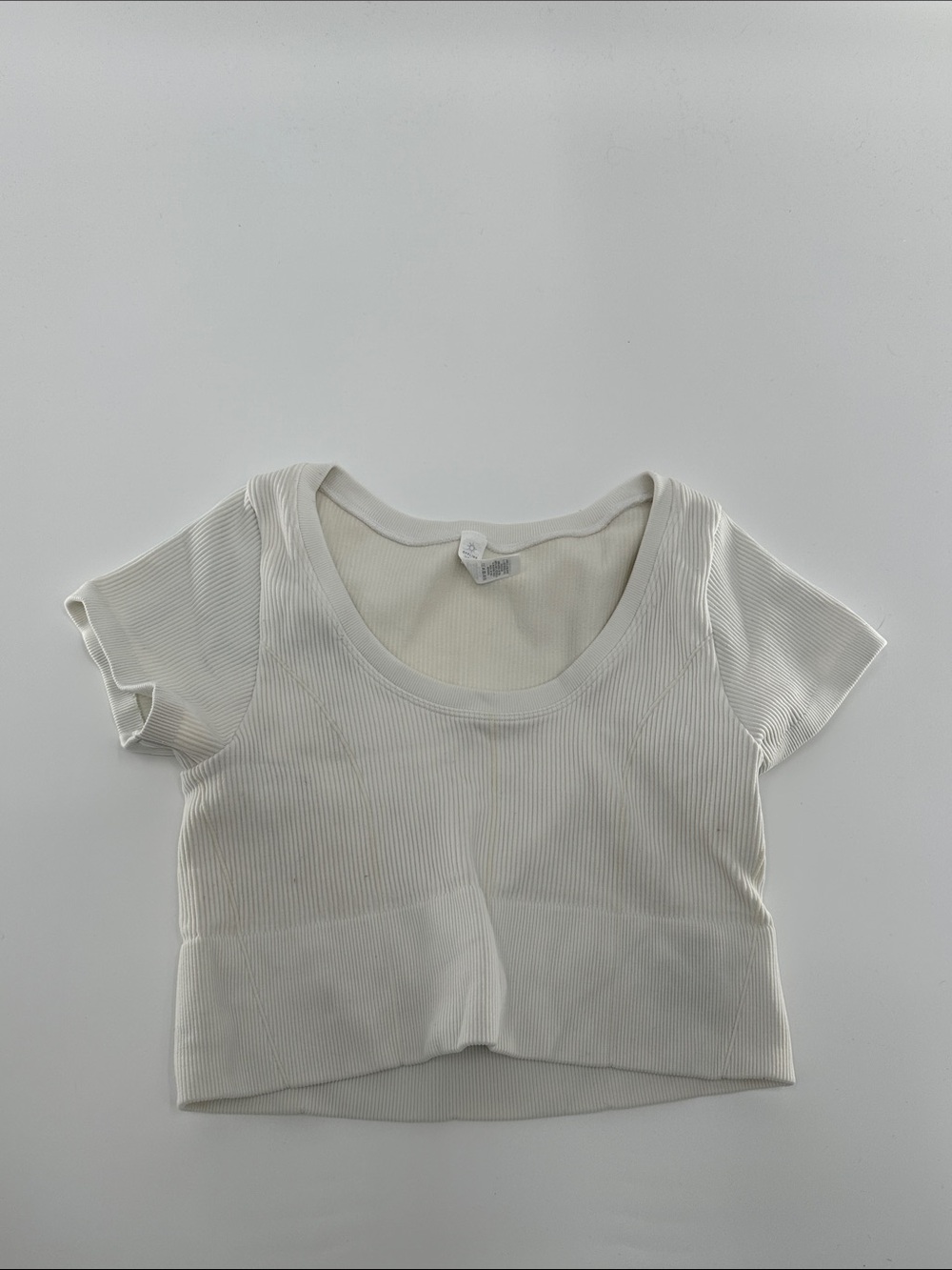 aerie White Ribbed Scoop Crop Top